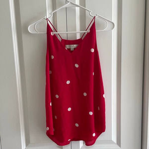 LOFT Red & White Polka Dot Sleeveless Tank Top
